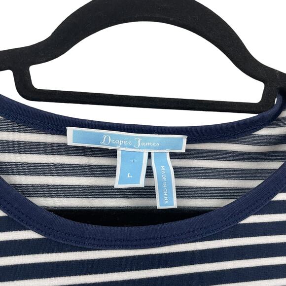 Draper James Sadler Striped Bell Sleeve Navy White Pullover Top Womens Large - Picture 4 of 6